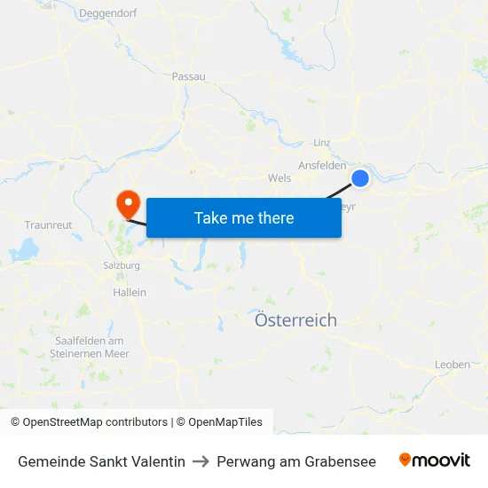 Gemeinde Sankt Valentin to Perwang am Grabensee map