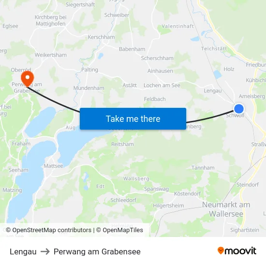 Lengau to Perwang am Grabensee map