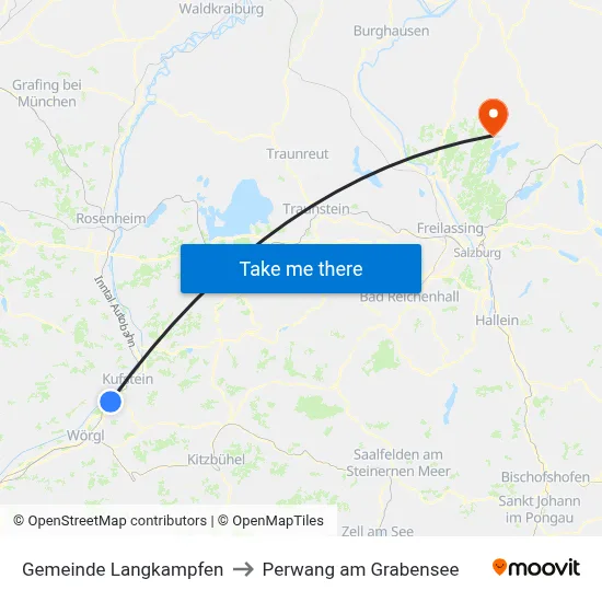 Gemeinde Langkampfen to Perwang am Grabensee map