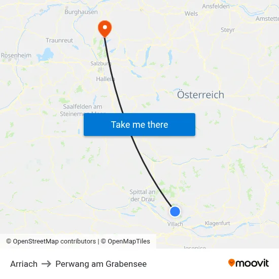 Arriach to Perwang am Grabensee map