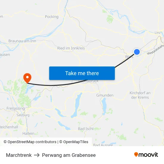 Marchtrenk to Perwang am Grabensee map