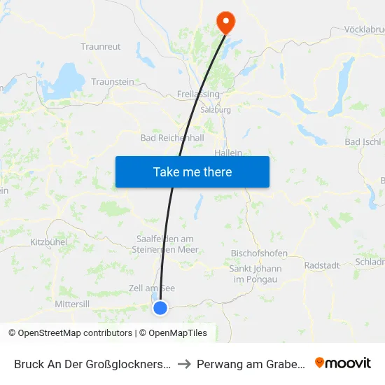 Bruck An Der Großglocknerstraße to Perwang am Grabensee map