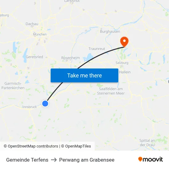 Gemeinde Terfens to Perwang am Grabensee map
