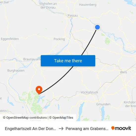 Engelhartszell An Der Donau to Perwang am Grabensee map