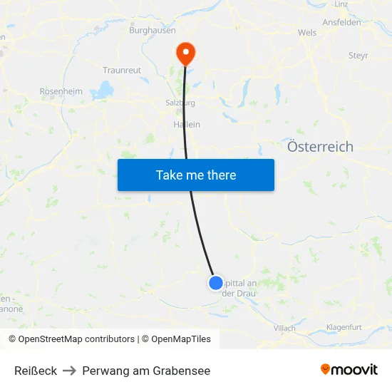 Reißeck to Perwang am Grabensee map