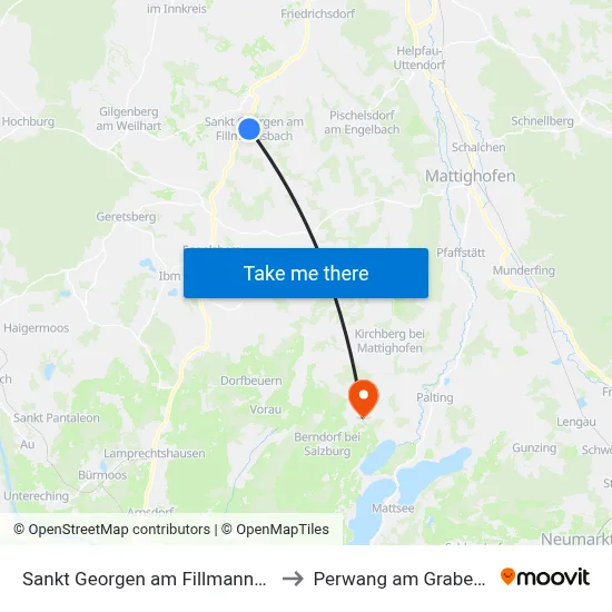 Sankt Georgen am Fillmannsbach to Perwang am Grabensee map
