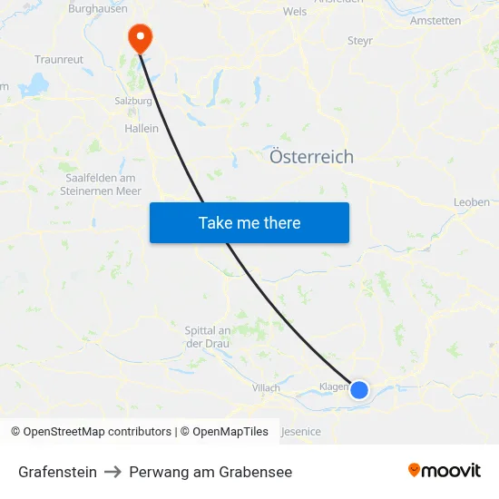 Grafenstein to Perwang am Grabensee map