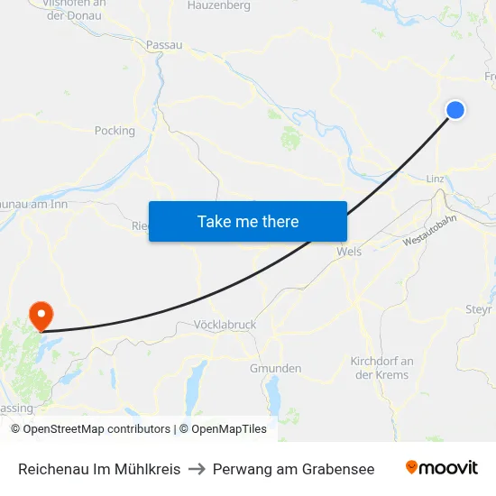 Reichenau Im Mühlkreis to Perwang am Grabensee map