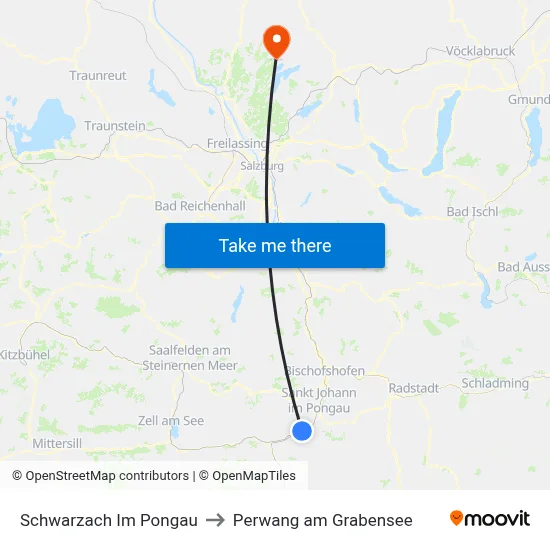 Schwarzach Im Pongau to Perwang am Grabensee map
