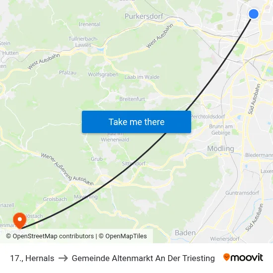 17., Hernals to Gemeinde Altenmarkt An Der Triesting map