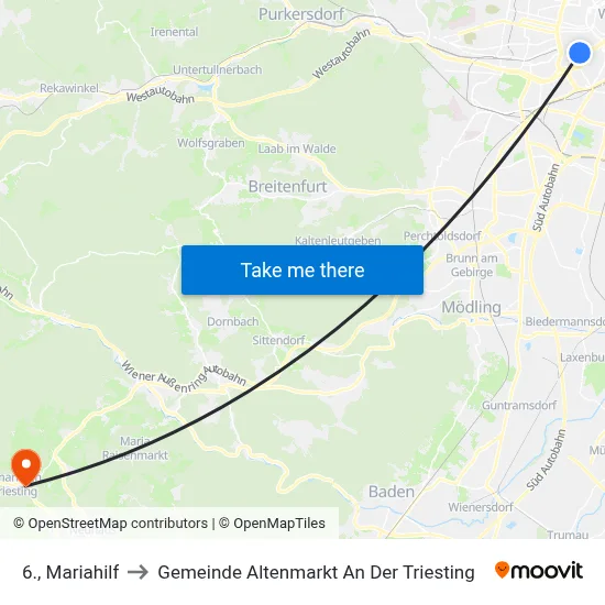 6., Mariahilf to Gemeinde Altenmarkt An Der Triesting map