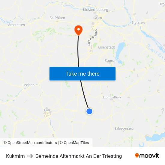 Kukmirn to Gemeinde Altenmarkt An Der Triesting map