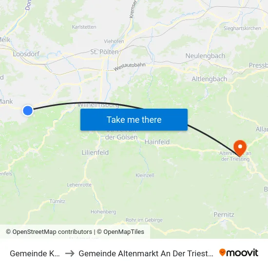 Gemeinde Kilb to Gemeinde Altenmarkt An Der Triesting map