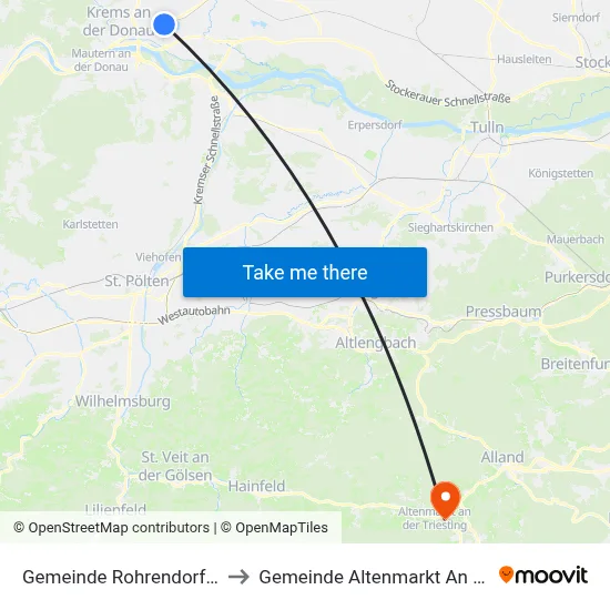 Gemeinde Rohrendorf Bei Krems to Gemeinde Altenmarkt An Der Triesting map