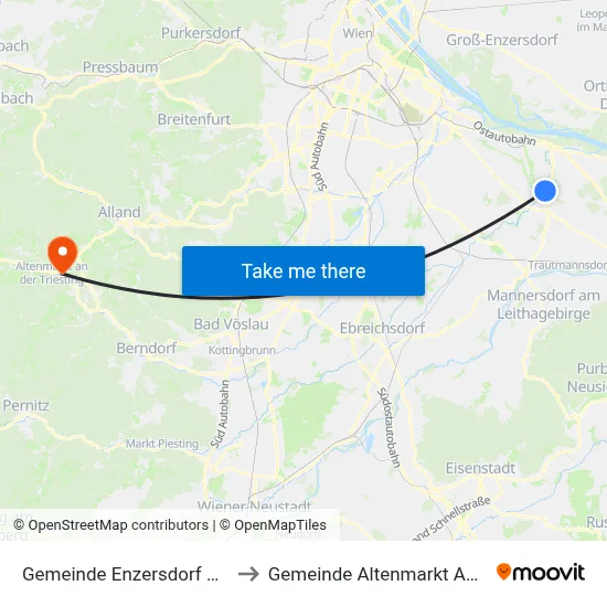 Gemeinde Enzersdorf An Der Fischa to Gemeinde Altenmarkt An Der Triesting map