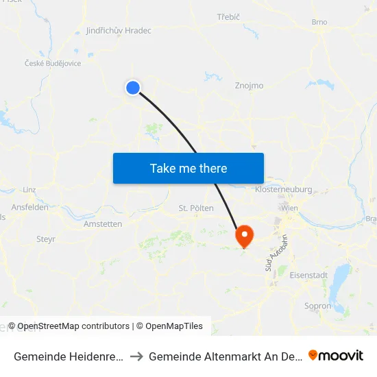 Gemeinde Heidenreichstein to Gemeinde Altenmarkt An Der Triesting map