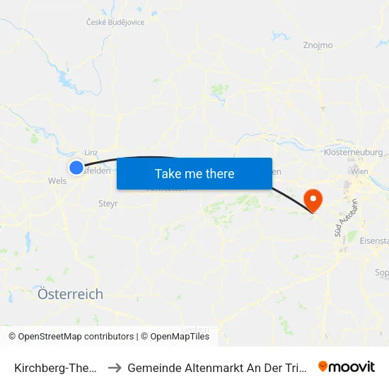 Kirchberg-Thening to Gemeinde Altenmarkt An Der Triesting map