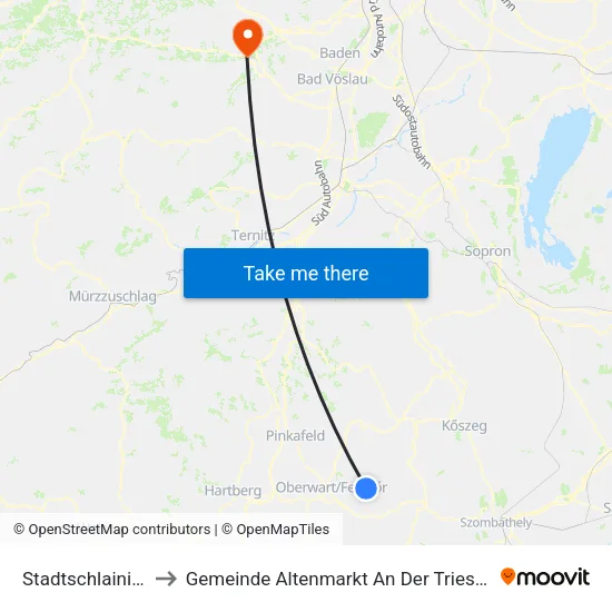 Stadtschlaining to Gemeinde Altenmarkt An Der Triesting map