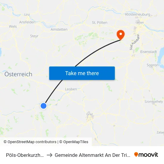 Pöls-Oberkurzheim to Gemeinde Altenmarkt An Der Triesting map
