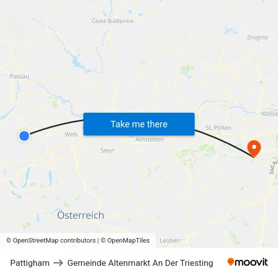 Pattigham to Gemeinde Altenmarkt An Der Triesting map