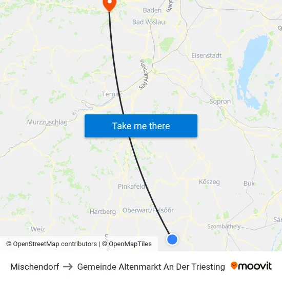 Mischendorf to Gemeinde Altenmarkt An Der Triesting map