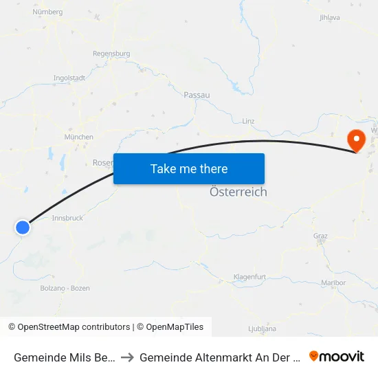 Gemeinde Mils Bei Imst to Gemeinde Altenmarkt An Der Triesting map