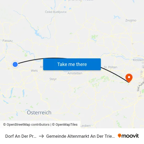 Dorf An Der Pram to Gemeinde Altenmarkt An Der Triesting map