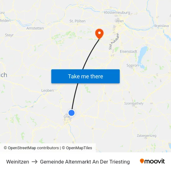 Weinitzen to Gemeinde Altenmarkt An Der Triesting map