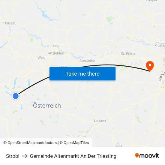 Strobl to Gemeinde Altenmarkt An Der Triesting map