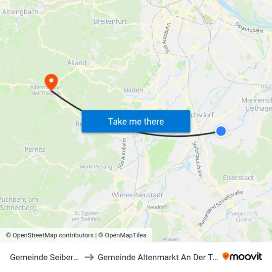 Gemeinde Seibersdorf to Gemeinde Altenmarkt An Der Triesting map