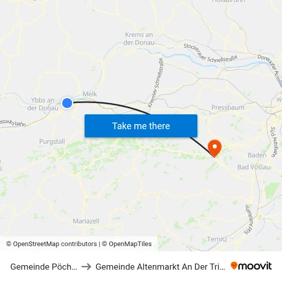 Gemeinde Pöchlarn to Gemeinde Altenmarkt An Der Triesting map
