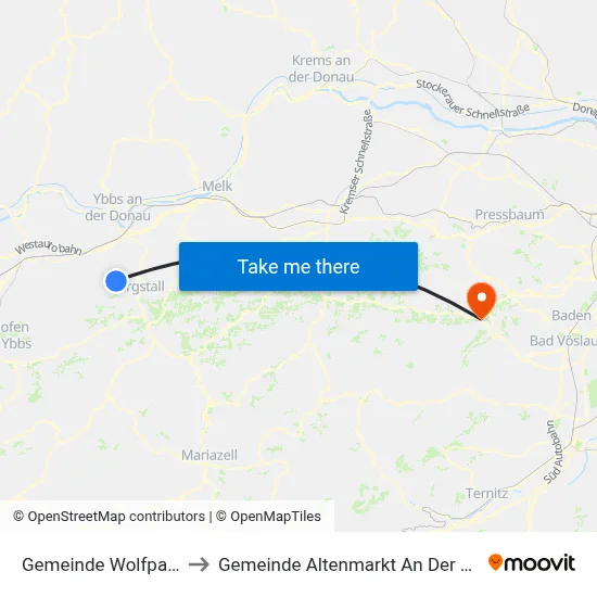 Gemeinde Wolfpassing to Gemeinde Altenmarkt An Der Triesting map