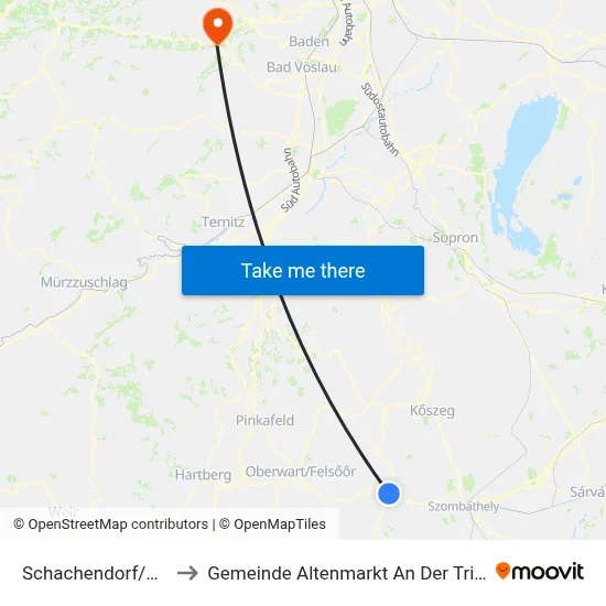 Schachendorf/Čajta to Gemeinde Altenmarkt An Der Triesting map