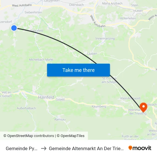 Gemeinde Pyhra to Gemeinde Altenmarkt An Der Triesting map