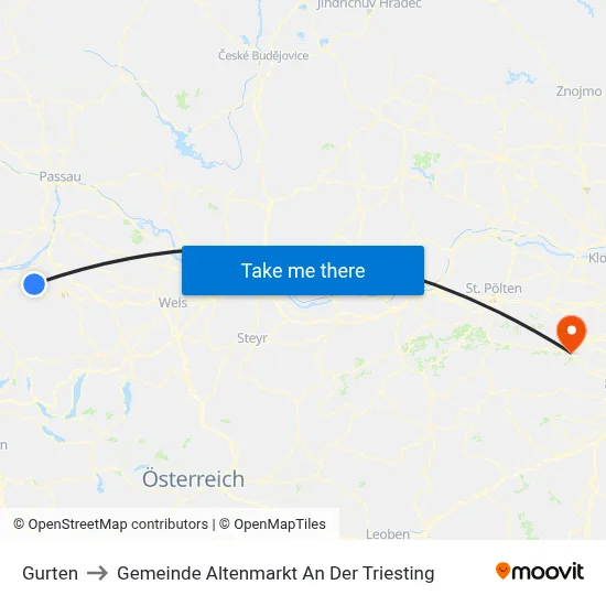 Gurten to Gemeinde Altenmarkt An Der Triesting map