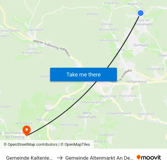 Gemeinde Kaltenleutgeben to Gemeinde Altenmarkt An Der Triesting map
