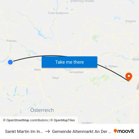Sankt Martin Im Innkreis to Gemeinde Altenmarkt An Der Triesting map