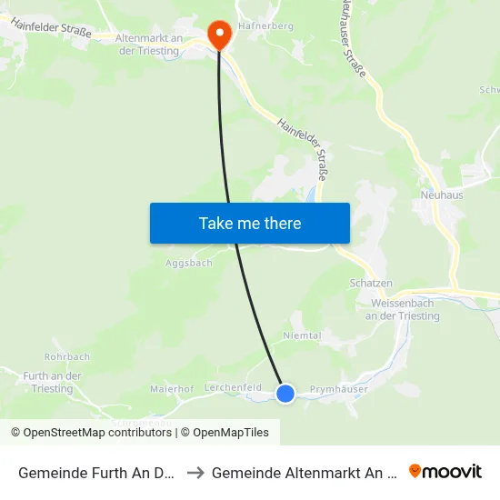 Gemeinde Furth An Der Triesting to Gemeinde Altenmarkt An Der Triesting map