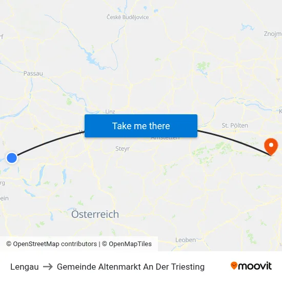 Lengau to Gemeinde Altenmarkt An Der Triesting map