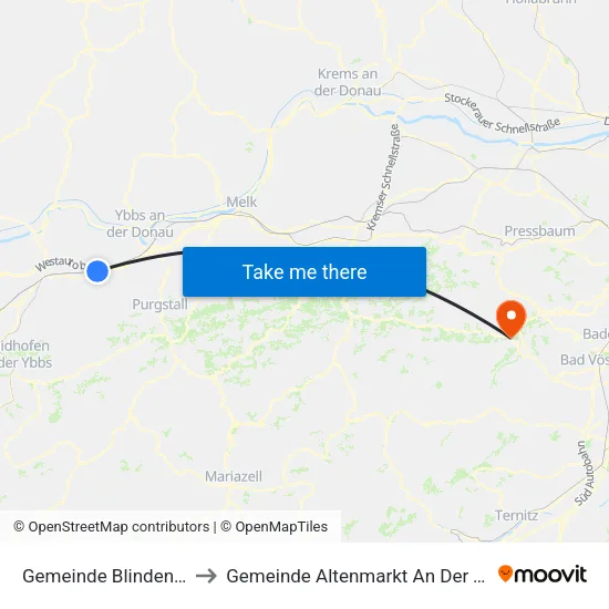 Gemeinde Blindenmarkt to Gemeinde Altenmarkt An Der Triesting map