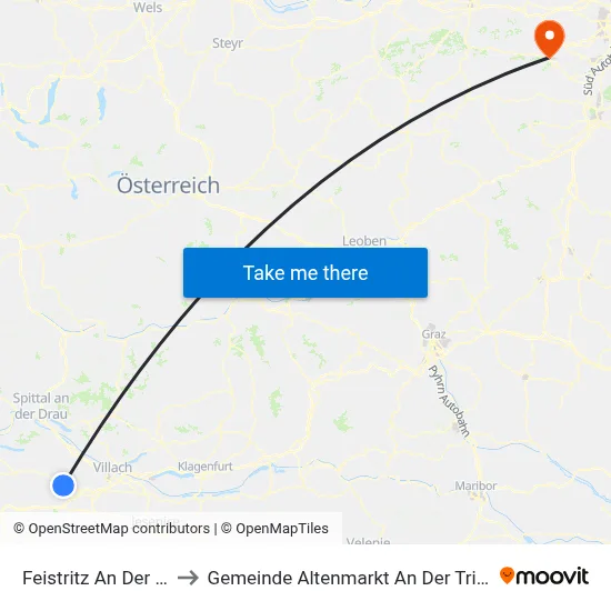 Feistritz An Der Gail to Gemeinde Altenmarkt An Der Triesting map