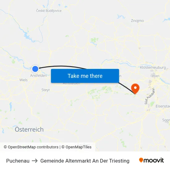 Puchenau to Gemeinde Altenmarkt An Der Triesting map