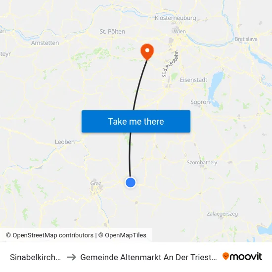 Sinabelkirchen to Gemeinde Altenmarkt An Der Triesting map