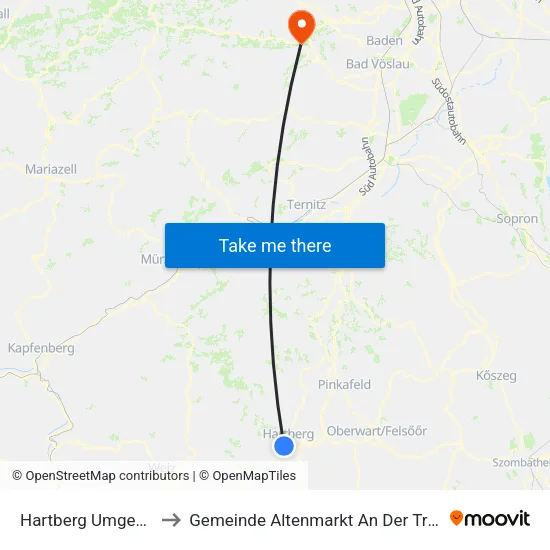 Hartberg Umgebung to Gemeinde Altenmarkt An Der Triesting map