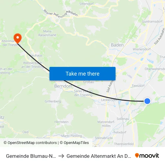 Gemeinde Blumau-Neurißhof to Gemeinde Altenmarkt An Der Triesting map