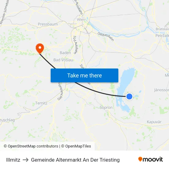 Illmitz to Gemeinde Altenmarkt An Der Triesting map