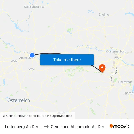 Luftenberg An Der Donau to Gemeinde Altenmarkt An Der Triesting map