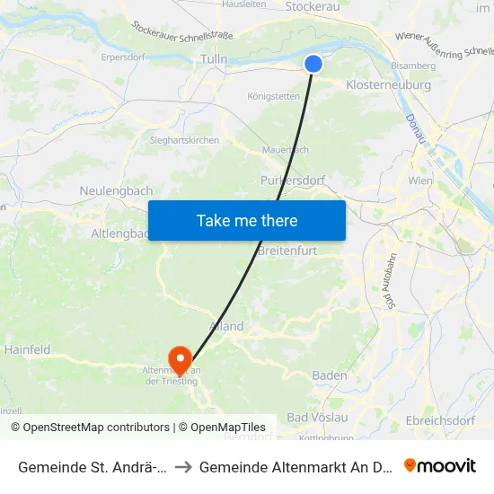 Gemeinde St. Andrä-Wördern to Gemeinde Altenmarkt An Der Triesting map