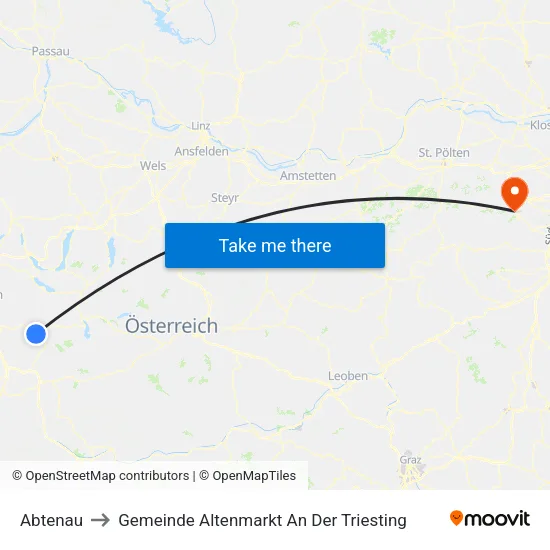 Abtenau to Gemeinde Altenmarkt An Der Triesting map