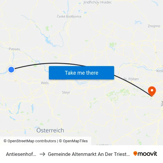 Antiesenhofen to Gemeinde Altenmarkt An Der Triesting map